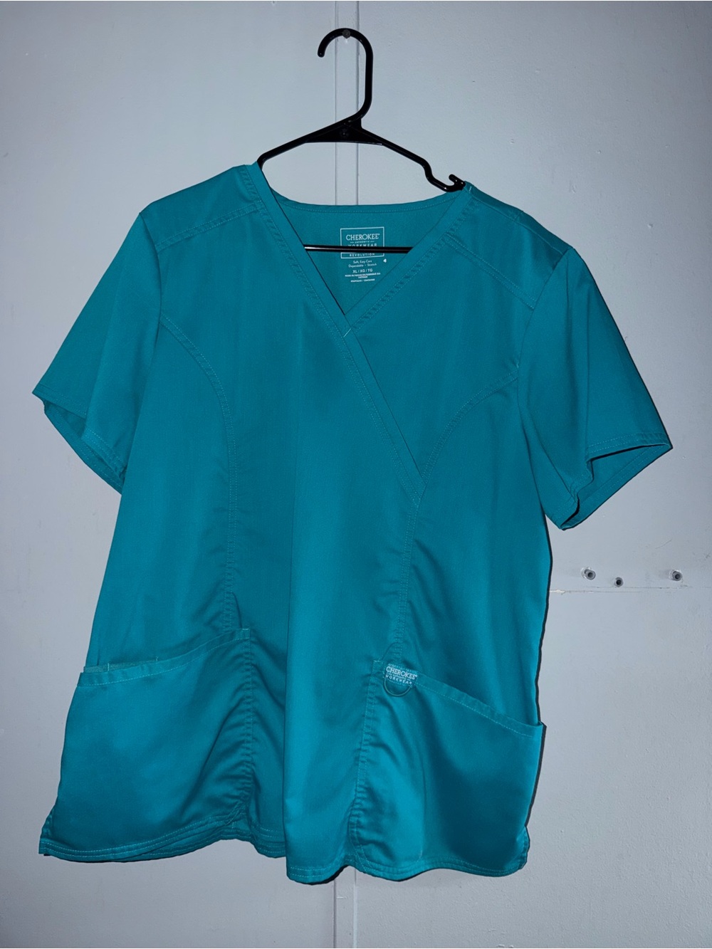 Cherokee Teal V-Neck Scrub Top - Women's